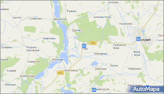 mapa Kąty gmina Osieczna, Kąty gmina Osieczna na mapie Targeo