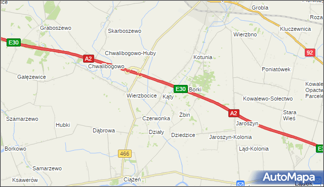 mapa Kąty gmina Słupca, Kąty gmina Słupca na mapie Targeo