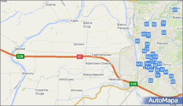 mapa Kazimierzowo gmina Elbląg, Kazimierzowo gmina Elbląg na mapie Targeo