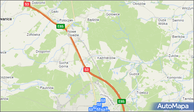 mapa Kaźmierzów, Kaźmierzów na mapie Targeo