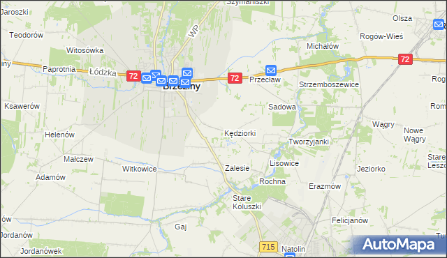 mapa Kędziorki, Kędziorki na mapie Targeo