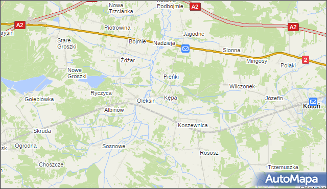 mapa Kępa gmina Kotuń, Kępa gmina Kotuń na mapie Targeo