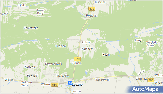 mapa Kępiaste gmina Leszno, Kępiaste gmina Leszno na mapie Targeo