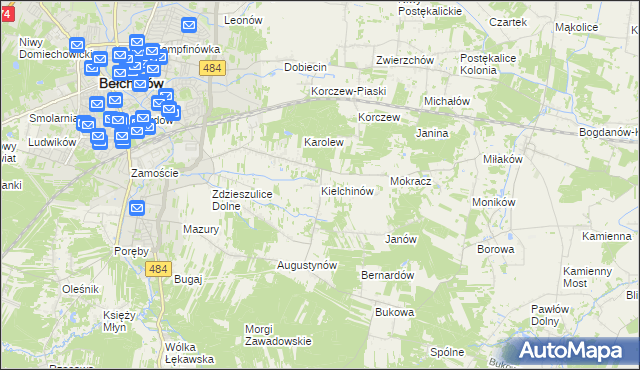 mapa Kielchinów, Kielchinów na mapie Targeo