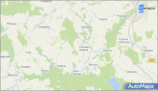 mapa Kierpajny Wielkie, Kierpajny Wielkie na mapie Targeo