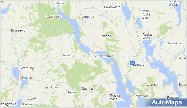 mapa Kiersztanowo gmina Mrągowo, Kiersztanowo gmina Mrągowo na mapie Targeo
