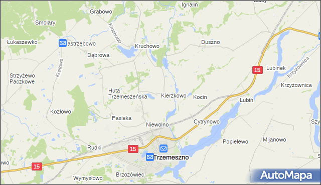 mapa Kierzkowo gmina Trzemeszno, Kierzkowo gmina Trzemeszno na mapie Targeo