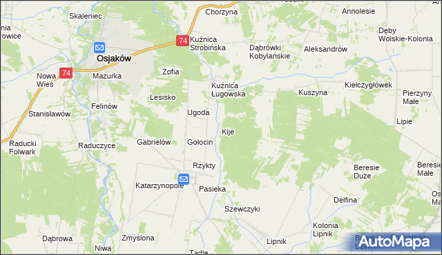 mapa Kije gmina Siemkowice, Kije gmina Siemkowice na mapie Targeo