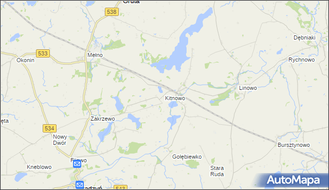 mapa Kitnowo gmina Gruta, Kitnowo gmina Gruta na mapie Targeo