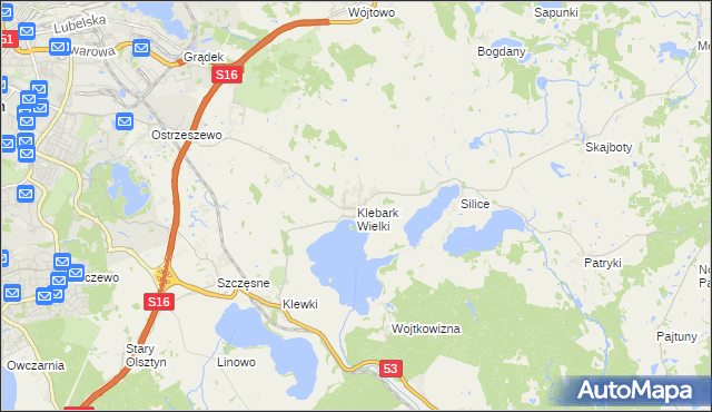 mapa Klebark Wielki, Klebark Wielki na mapie Targeo