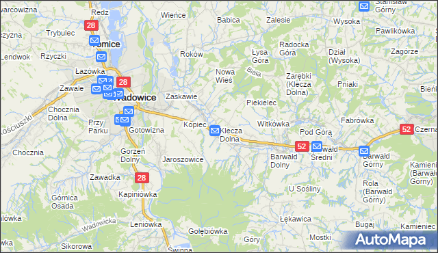 mapa Klecza Dolna, Klecza Dolna na mapie Targeo