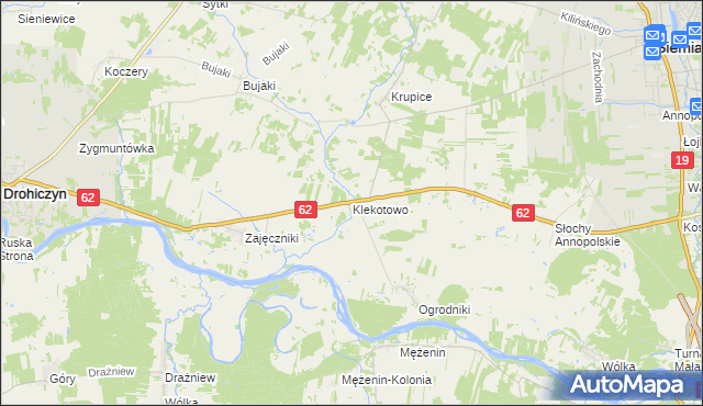 mapa Klekotowo gmina Siemiatycze, Klekotowo gmina Siemiatycze na mapie Targeo