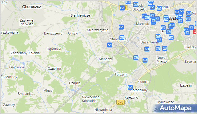 mapa Klepacze gmina Choroszcz, Klepacze gmina Choroszcz na mapie Targeo