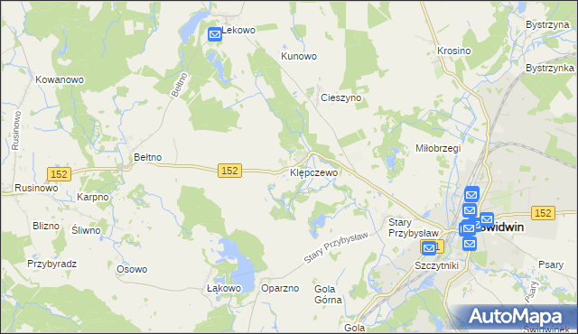 mapa Klępczewo, Klępczewo na mapie Targeo