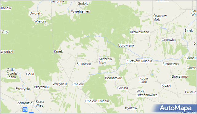 mapa Kliczków Mały, Kliczków Mały na mapie Targeo