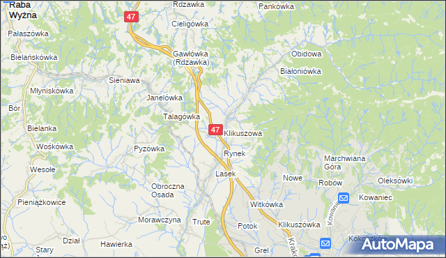 mapa Klikuszowa, Klikuszowa na mapie Targeo