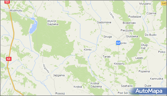 mapa Klimki gmina Kadzidło, Klimki gmina Kadzidło na mapie Targeo