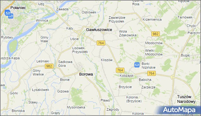 mapa Kliszów gmina Gawłuszowice, Kliszów gmina Gawłuszowice na mapie Targeo