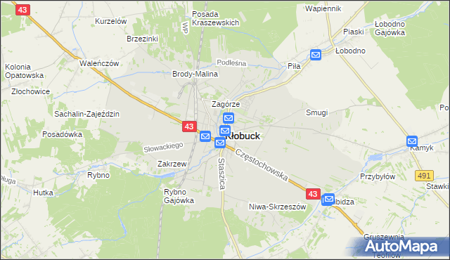 mapa Kłobuck, Kłobuck na mapie Targeo