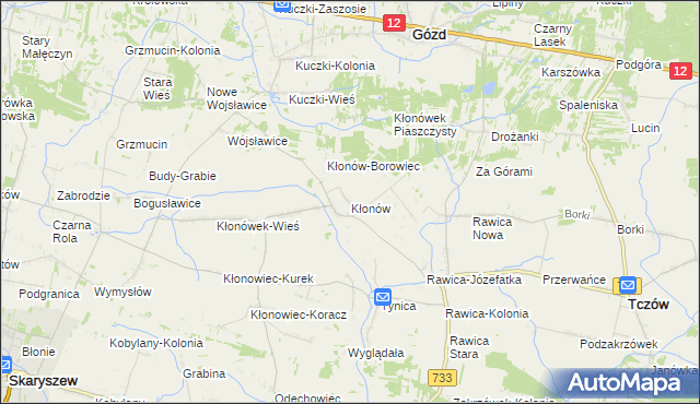 mapa Kłonów, Kłonów na mapie Targeo