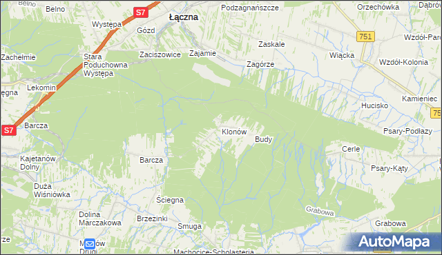 mapa Klonów gmina Łączna, Klonów gmina Łączna na mapie Targeo