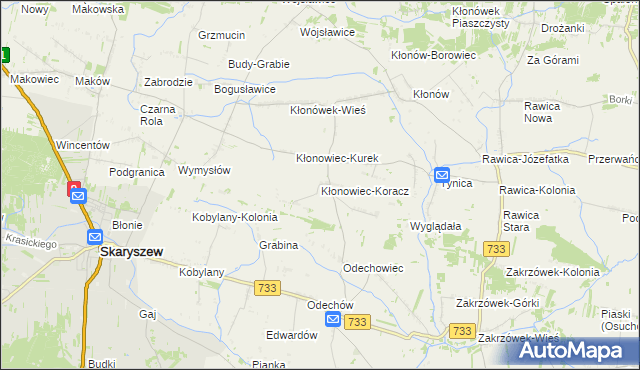 mapa Kłonowiec-Koracz, Kłonowiec-Koracz na mapie Targeo
