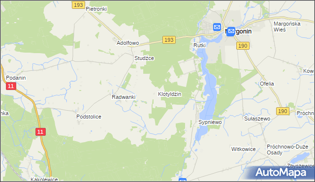 mapa Klotyldzin, Klotyldzin na mapie Targeo