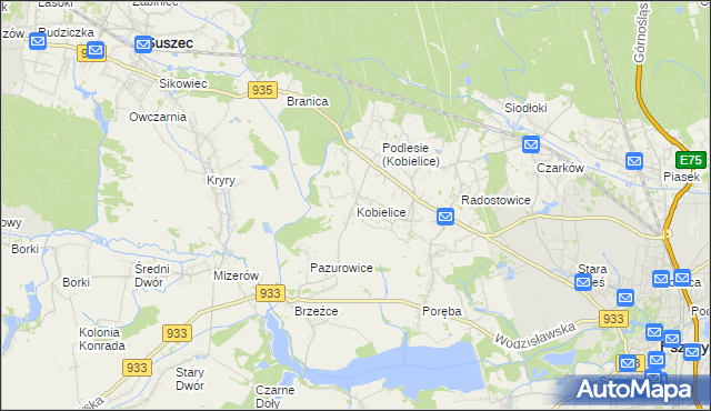 mapa Kobielice gmina Suszec, Kobielice gmina Suszec na mapie Targeo