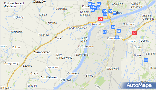 mapa Koćmierzów, Koćmierzów na mapie Targeo