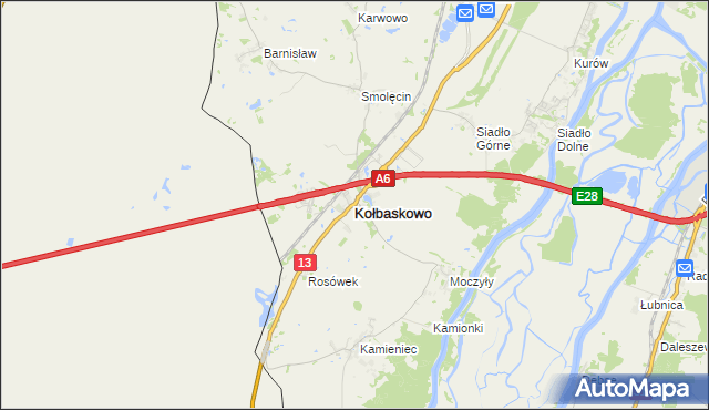 mapa Kołbaskowo, Kołbaskowo na mapie Targeo