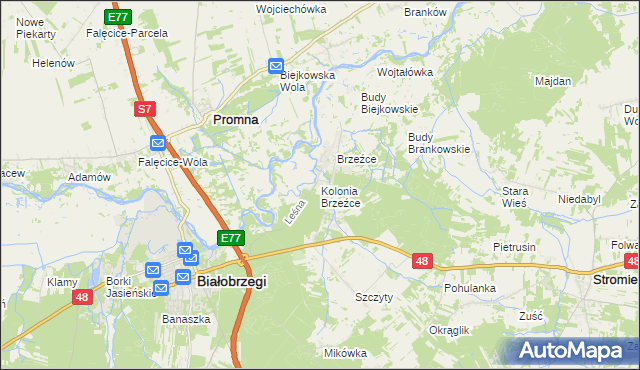 mapa Kolonia Brzeźce, Kolonia Brzeźce na mapie Targeo