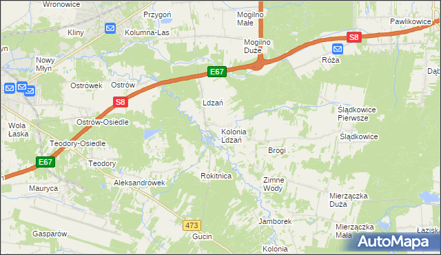 mapa Kolonia Ldzań, Kolonia Ldzań na mapie Targeo