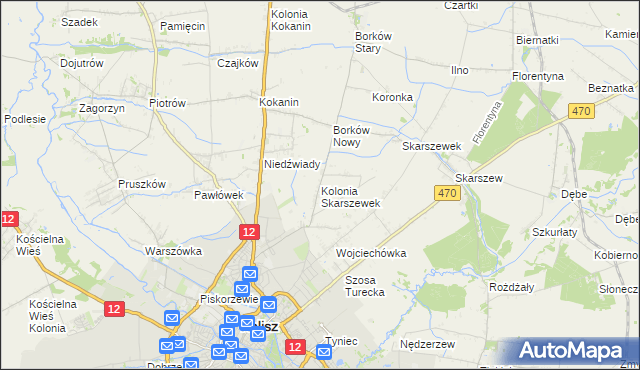 mapa Kolonia Skarszewek, Kolonia Skarszewek na mapie Targeo