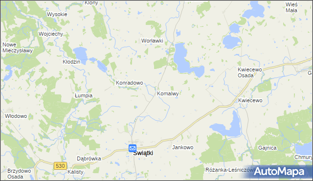 mapa Komalwy, Komalwy na mapie Targeo