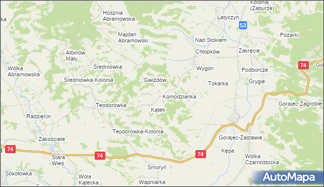 mapa Komodzianka, Komodzianka na mapie Targeo