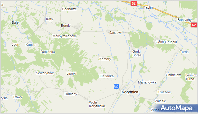mapa Komory gmina Korytnica, Komory gmina Korytnica na mapie Targeo