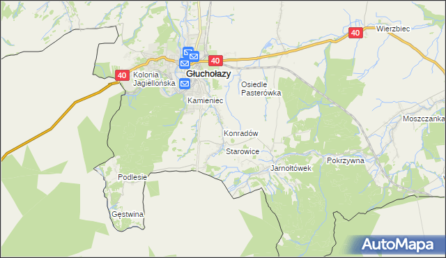 mapa Konradów gmina Głuchołazy, Konradów gmina Głuchołazy na mapie Targeo