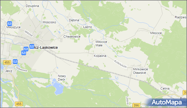 mapa Kopalina gmina Jelcz-Laskowice, Kopalina gmina Jelcz-Laskowice na mapie Targeo