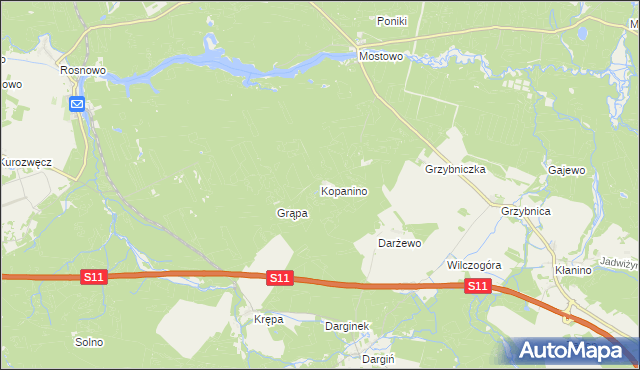 mapa Kopanino gmina Manowo, Kopanino gmina Manowo na mapie Targeo