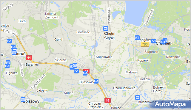 mapa Kopciowice, Kopciowice na mapie Targeo