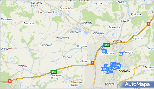 mapa Korytów gmina Kłodzko, Korytów gmina Kłodzko na mapie Targeo