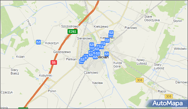 mapa Kościan, Kościan na mapie Targeo