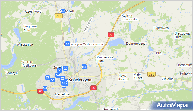 mapa Kościerska Huta, Kościerska Huta na mapie Targeo