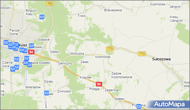 mapa Kosmolów, Kosmolów na mapie Targeo