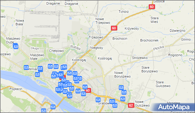 mapa Kostrogaj, Kostrogaj na mapie Targeo