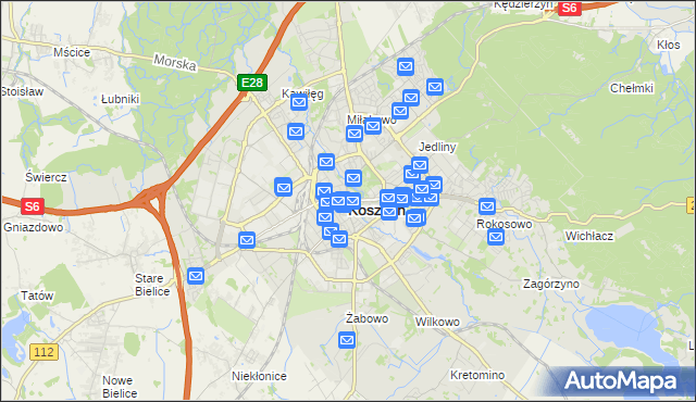 mapa Koszalina, Koszalin na mapie Targeo