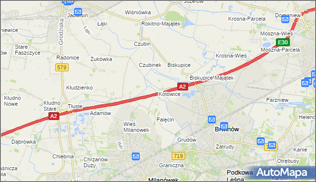 mapa Kotowice gmina Brwinów, Kotowice gmina Brwinów na mapie Targeo