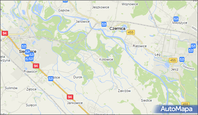 mapa Kotowice gmina Siechnice, Kotowice gmina Siechnice na mapie Targeo