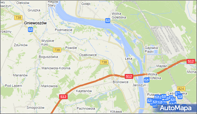 mapa Kowala gmina Puławy, Kowala gmina Puławy na mapie Targeo