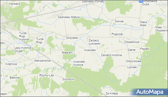 mapa Kownatki gmina Łuków, Kownatki gmina Łuków na mapie Targeo